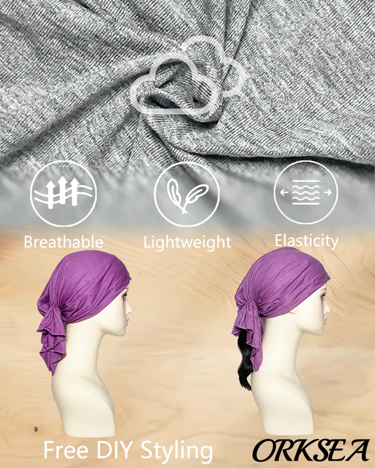 Chemo Headwear for Women Pre-Tied Head Scarf Slip On Headwraps Soft Turbans Cancer Hats Beanie Coverings Scarves - Image 3