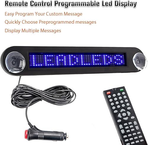 Miniatura 3 de Leadleds DC - Letrero LED para automóvil de 12 V con control remoto, programable, para automóvil, tienda, tienda (azul)