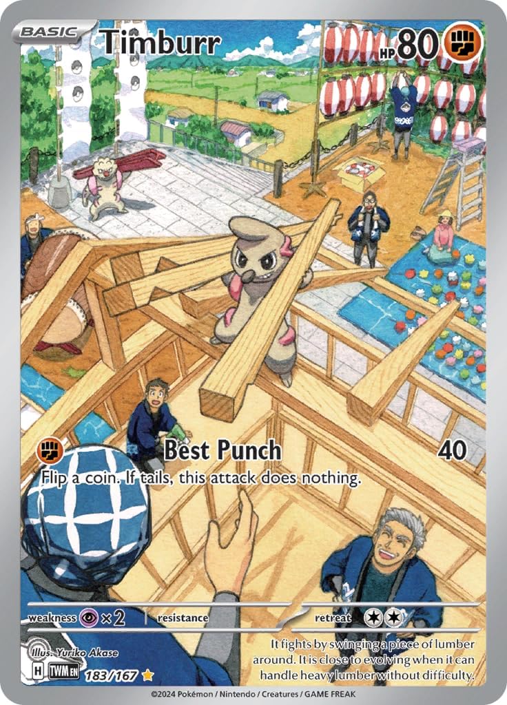 Pokemon – Timburr 183/167 – Twilight Masquerade – Illustration Rare – Full Art – Alternate