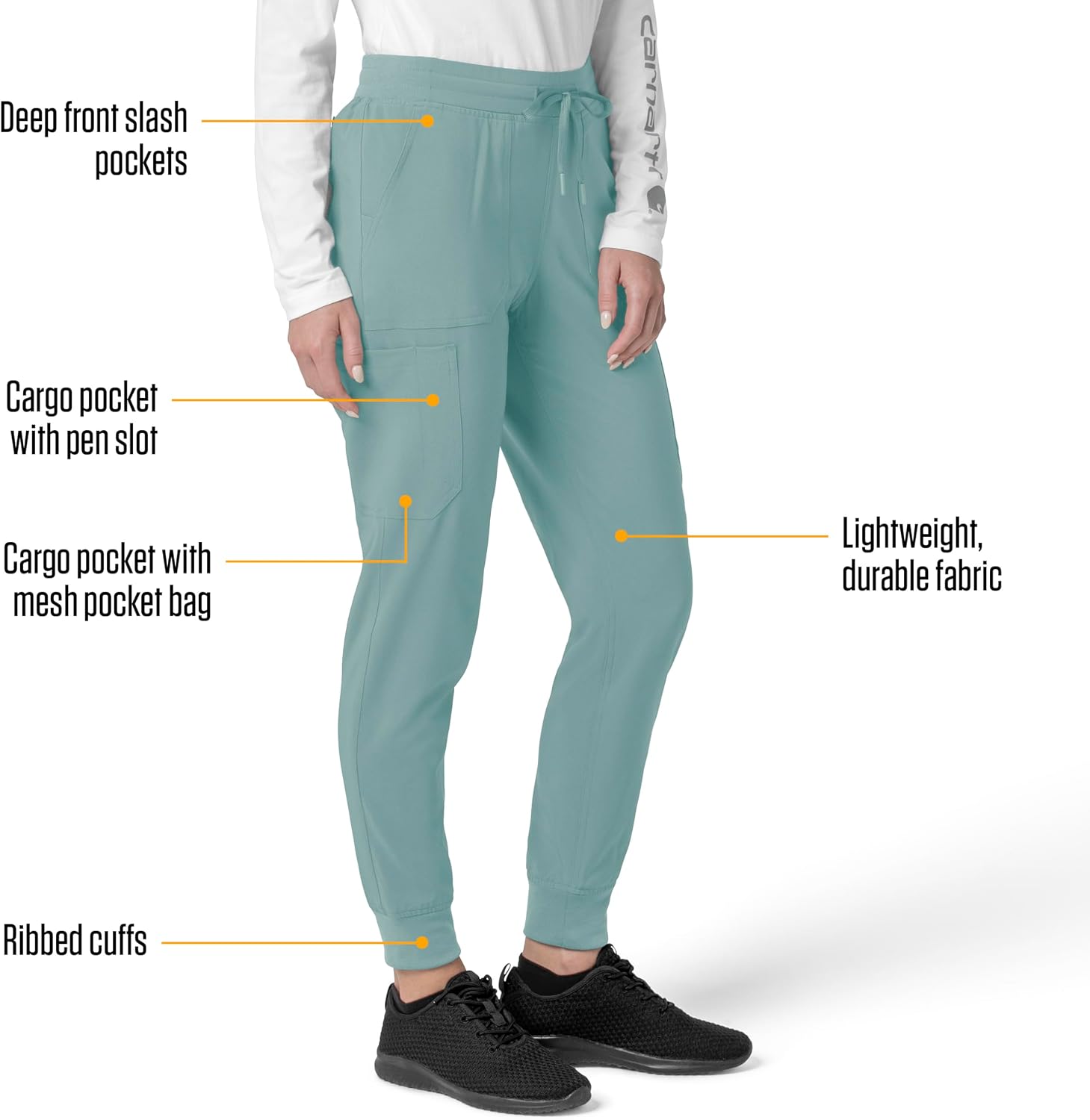 Carhartt Force Cross-Flex Women's Cargo Jogger Scrub Pant - Summer Blue, 2X
