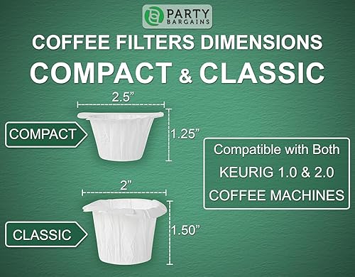 Miniatura 2 de PARTY BARGAINS 600 filtros de café de papel, diseño compacto, filtro de café blanco de un solo uso para cafeteras Keurig y compatible con cápsulas