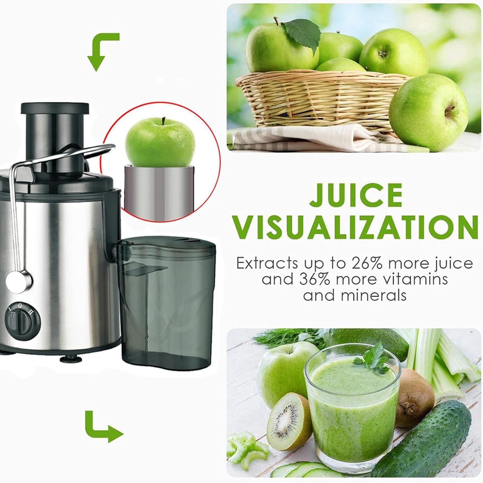 Presse-agrumes automatique, 800 W, réglage de la vitesse, protection contre la surchauffe, capacité 450 ml, pour grenades, oranges, citrons, mandarines