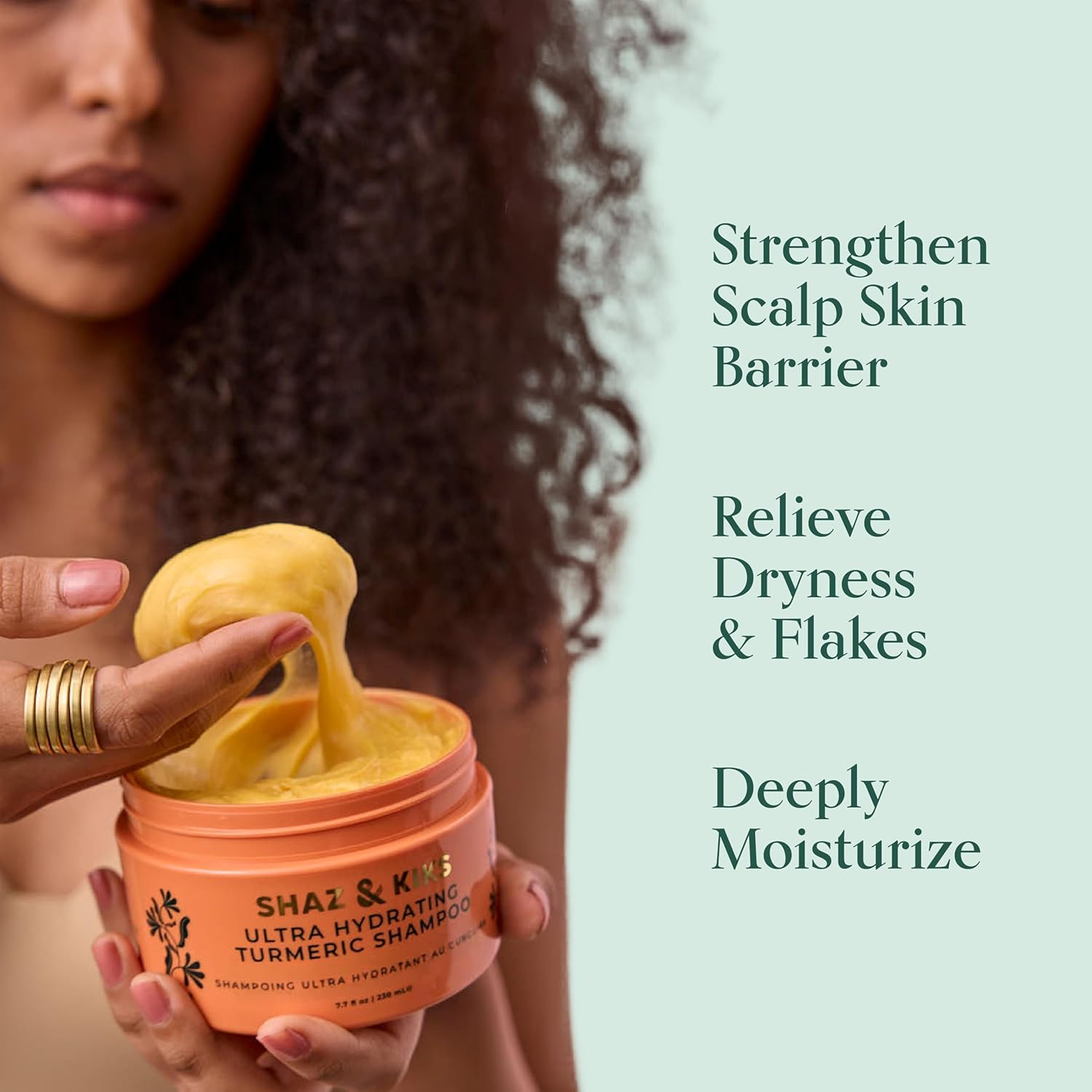 SHAZ & KIKS Ultra Hydrating Turmeric Shampoo | Deeply Moisturizing for Dry, Itchy, Flaky or Sensitive Scalp | Ayurvedic Turmeric & Kokum Butter | Natural, Vegan, Sulfate-Free, Color-Safe | 90ml - Image 2
