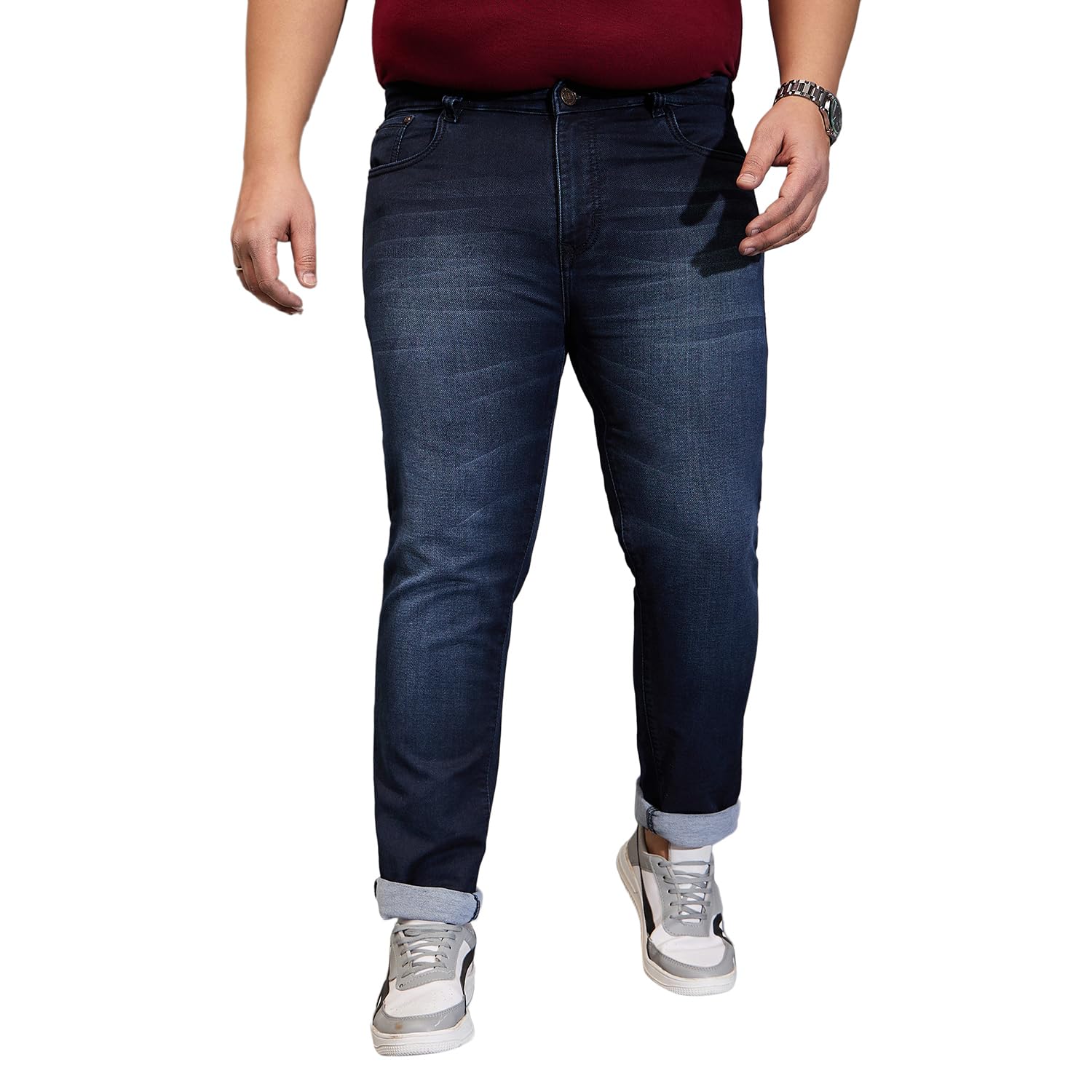 bigbanana Plus Size Men's Regular Fit Solid Jeans-picture-37