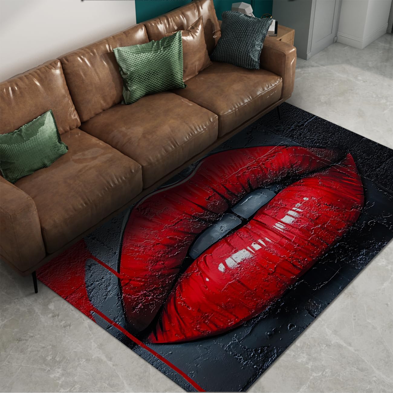 Tapis 120x180cm rouge graffiti carpette de salon imprimée 3D