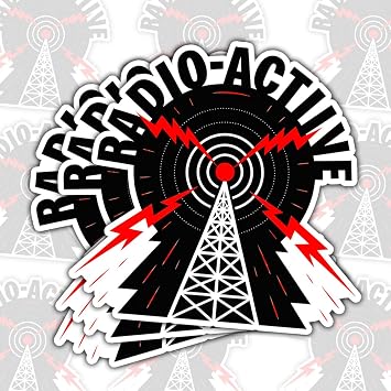 3 Pcs Radio-Active Sticker Retro Sci-Fi Tech Tower Signal Decal Vinyl Waterproof for Laptop, Radio Gear, Helmet, Toolbox 3 Inch