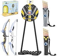 TIGTECGAME 2-Pack LED Light Up Bow & Arrow for Kids 4-12, 20 Suction Cup Arrows, Pop-Up Target, Indoor Outdoor Archery Set