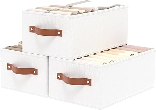 Miniatura 10 de OUTBROS Contenedores de almacenamiento, cestas de almacenamiento plegables para organizar, cajas de almacenamiento de tela con asas, para