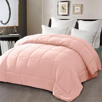 Exclusivo Mezcla 7.5 Tog King Size Coverless Duvet, Lightweight Soft Quilt | 220x240 cm, Soft Pre-washed Microfiber, Breathable All Seasons Down Alternative Comforter, Machine Washable, Blush Pink
