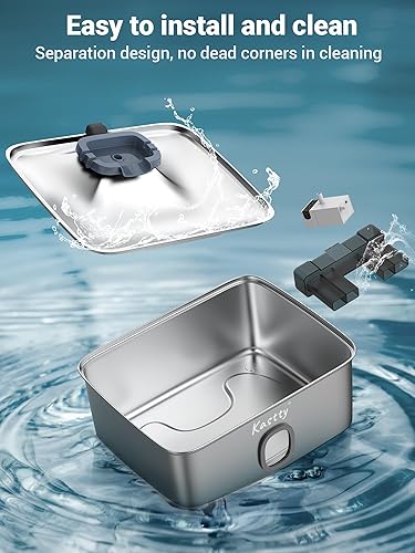 Miniatura 8 de Kastty Fuente de agua para perros de 4 galones para perros grandes, dispensador de agua para perros de acero inoxidable de 15 litros, triple