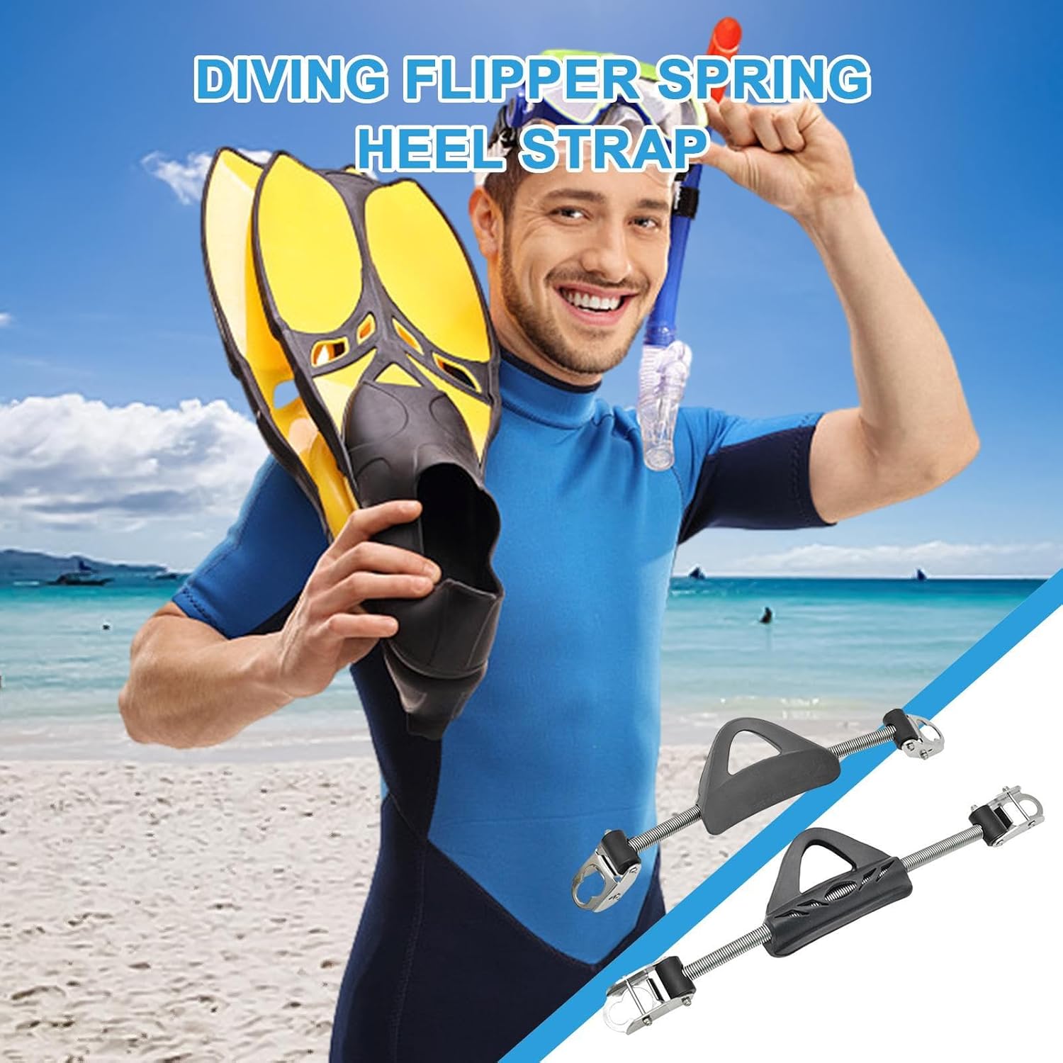 Diving Fin Strap Adjustable - Diving Spring Fin Straps Stainless Steel - Quick Release Buckle Heel Strap for Snorkeling Spearfishing Freediving