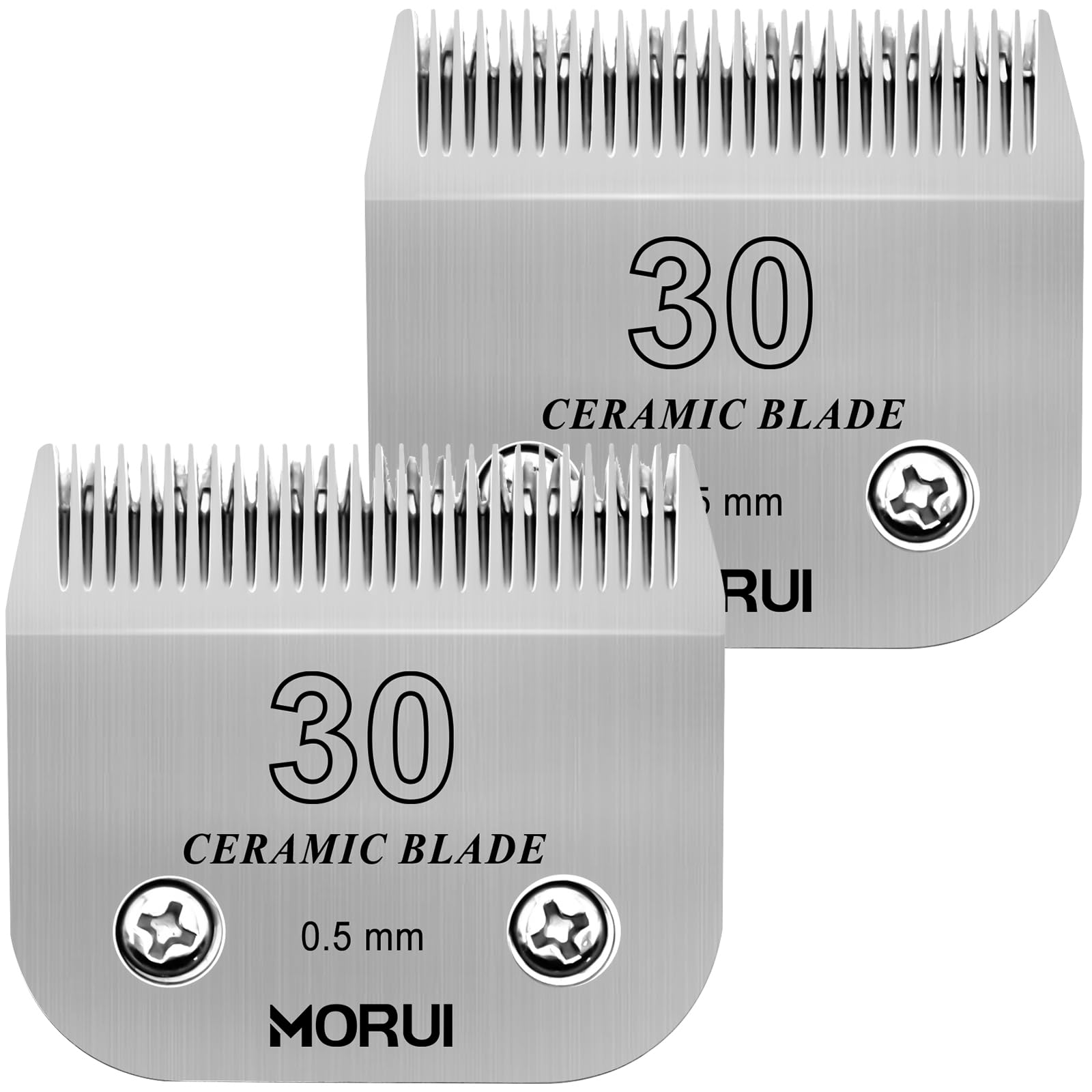 morui Pet Dog Grooming Clipper Replacement BladeοΌDetachable Ceramic BladeοΌCompatible with Most Andis,Oster A5 Wahl KM Series Clippers Size 30 Cut Length 1/50"(0.5mm) 2 Pack