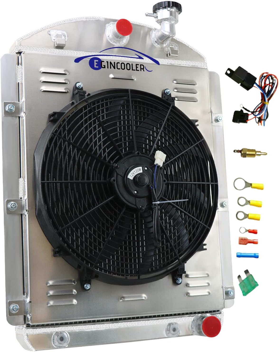 Aluminum Radiator With Fans ALLOYWORKS 3 Row Aluminum Radiator For Jeep ...