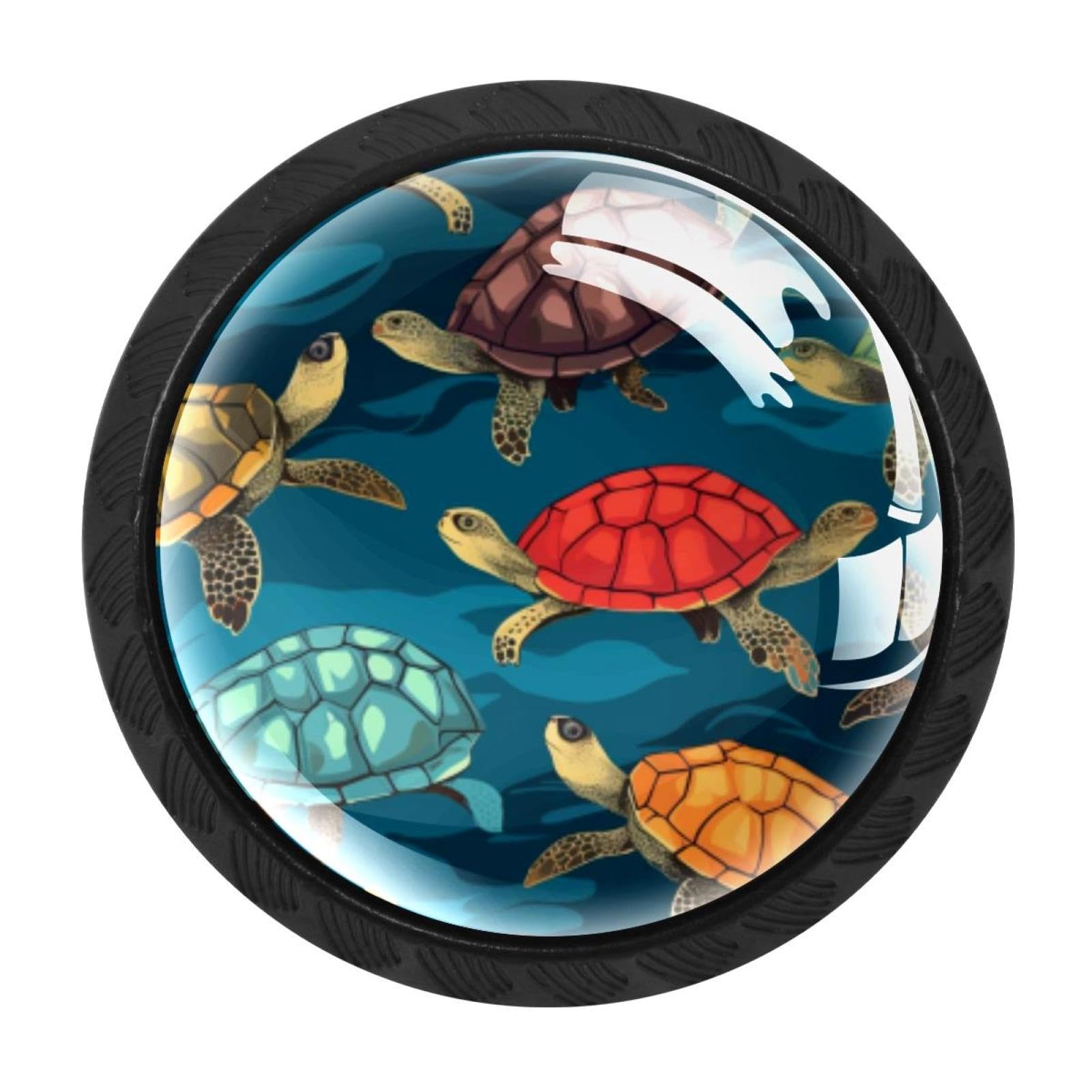 Chenzzzz Multicolored 15 4 Pcs Sea Turtle Cabinet Knobs Crystal Drawer Pulls For Kitchen, Bathroom Cabinet, Dresser And Cupboard