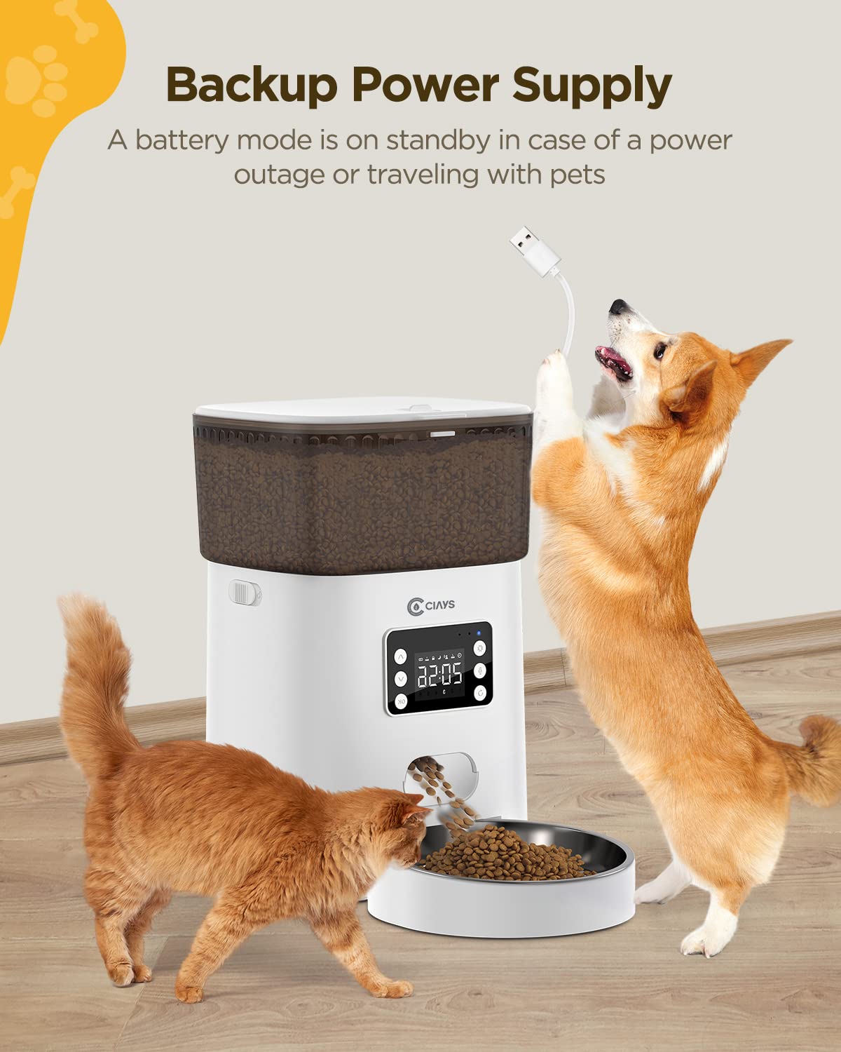 Buy Ciays Automatic Cat Feeders, 4L Cat Food Dispenser Up to 20