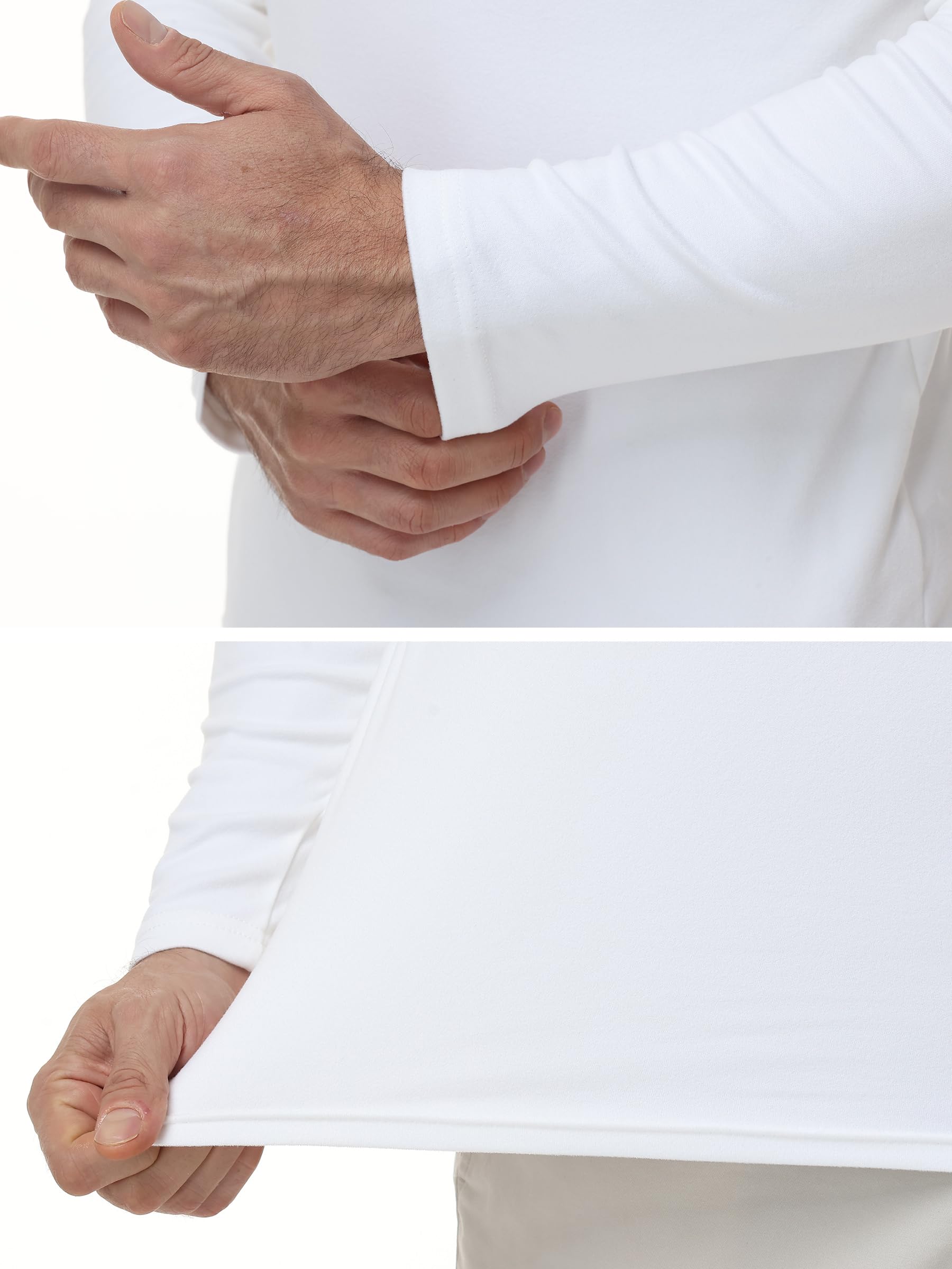 Maglia termica da uomo a collo alto, a maniche lunghe, strato di base, girocollo, in morbido pile come tessuto
