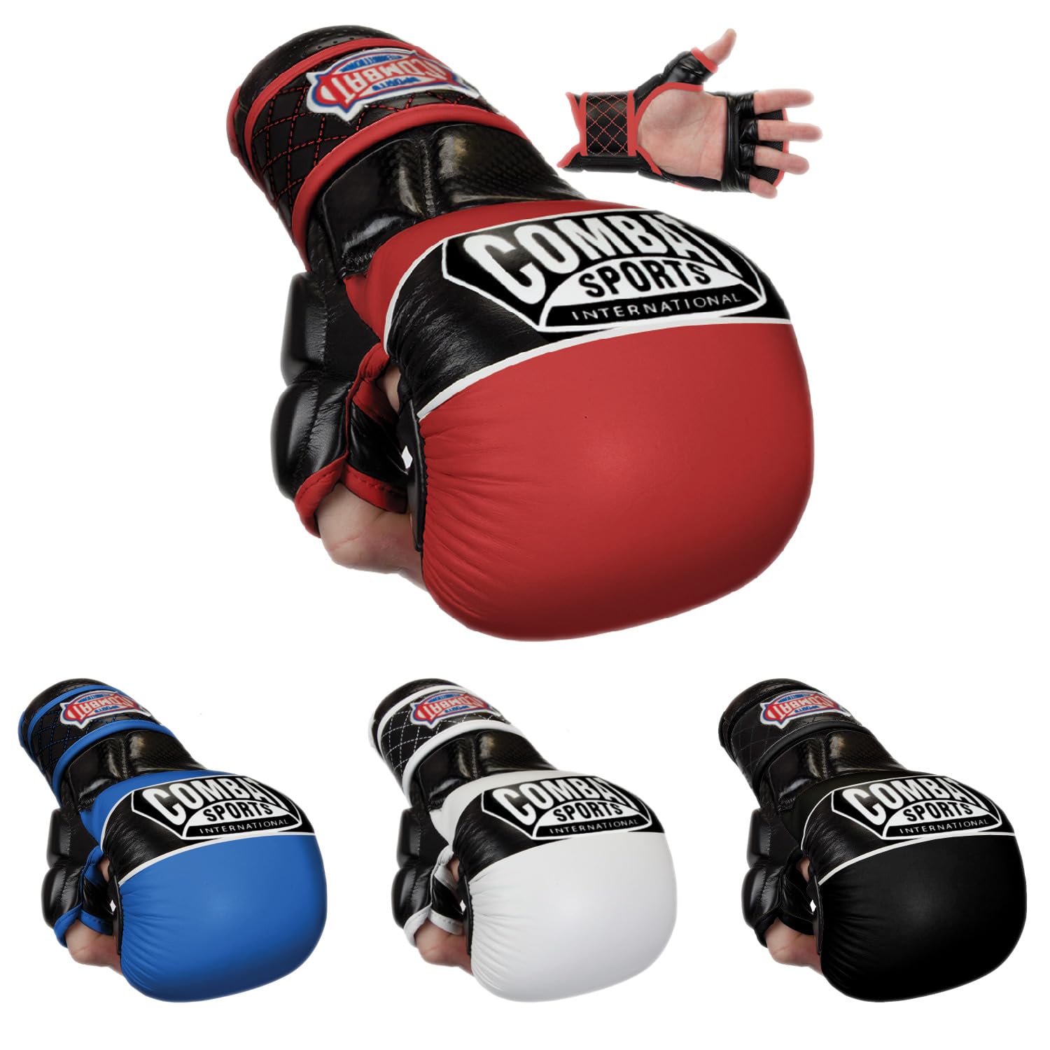 Combat Sports Max Strike MMA Training Gloves, Open Palm Fingerless Gloves for MMA, Muay Thai, and Kickboxing