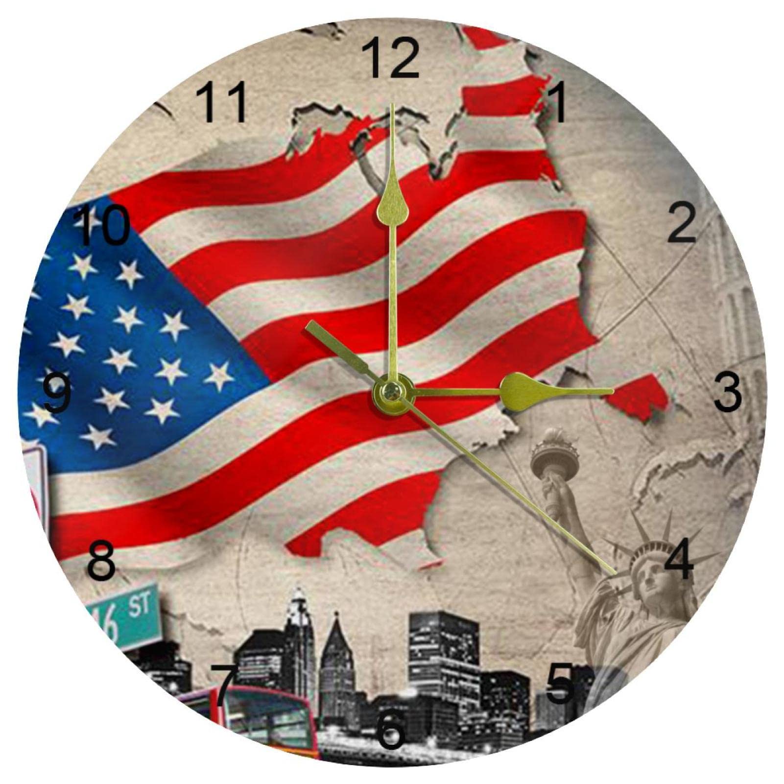 Horloge murale cuisine et salon au design drapeau américain pack de 2