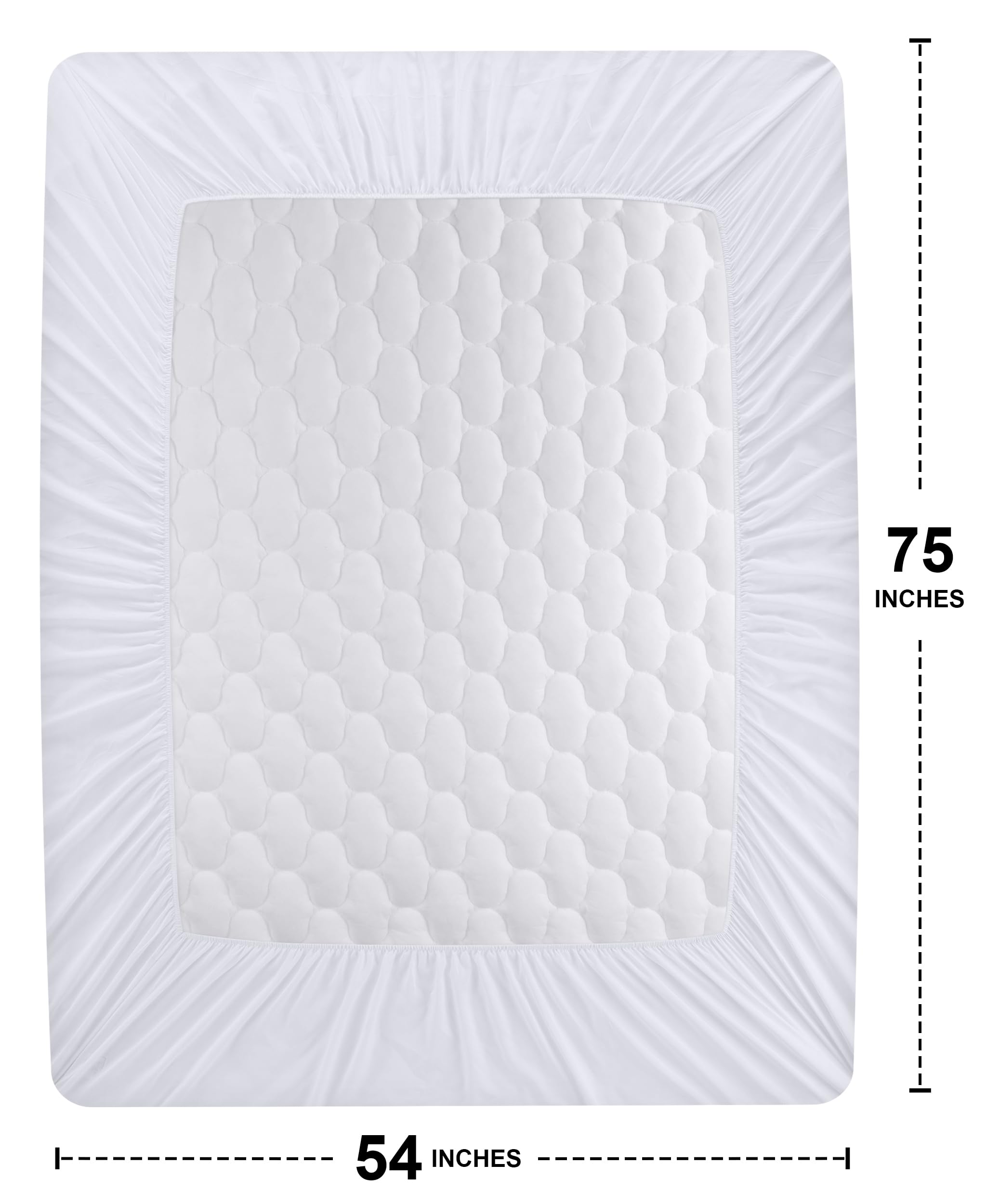 Utopia Bedding Protector de colchón impermeable, protector de colchón matrimonial, funda acolchada ajustable que se estira hasta 16 pulgadas de profundidad (blanco, individual (paquete de 2))