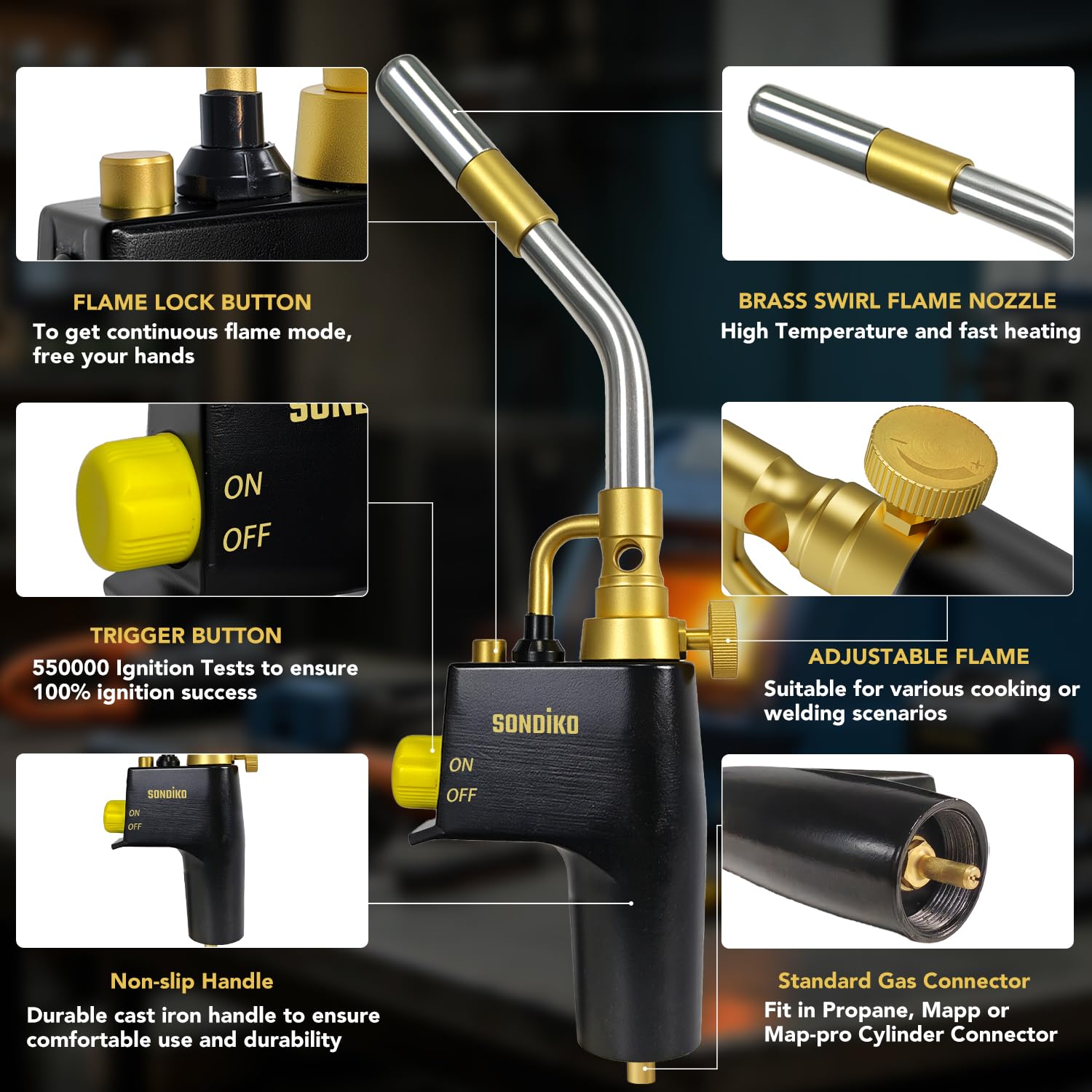 Sondiko Welding Torch Tips - Premium Propane Head -3 Sondiko Welding Torch Tips - Premium Propane Head -3