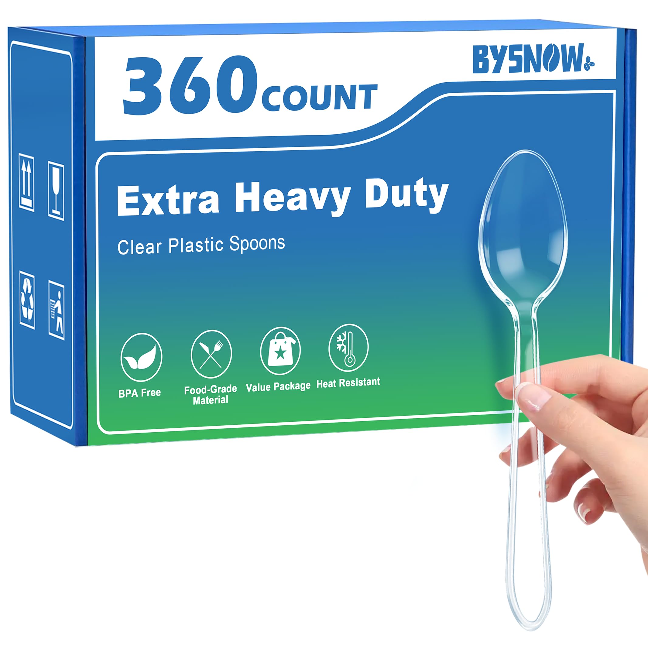 Photo 1 of BYSNOW Clear Plastic Spoons - 360 Count Heavy Duty