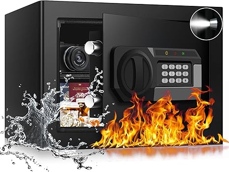 1.2 Cub Small Fireproof Safe for Home, Personal Fire Safe Box with Digital Keypad Key and Removable Shelf, Small Security Box for Money Firearm Medicine Valuables