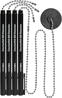 Nadex Secure Counterfeit Pen Attaches to Counter, (Gold for Real - Black for Fake), Detect Counterfeit Bills - 4 Pen, 1 Base
