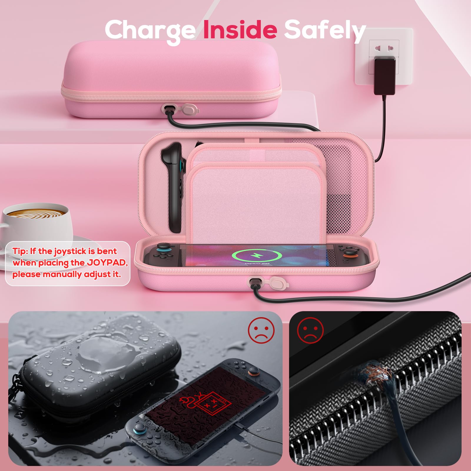 [Carga Interior] Funda para Nintendo Switch 2/OLED/Original, Gran Funda Rígida para Adaptador y Joypad Almacenamiento, Bolsa de Viaje Fundas para Switch Console con 22 Ranuras para Tarjetas de Juego