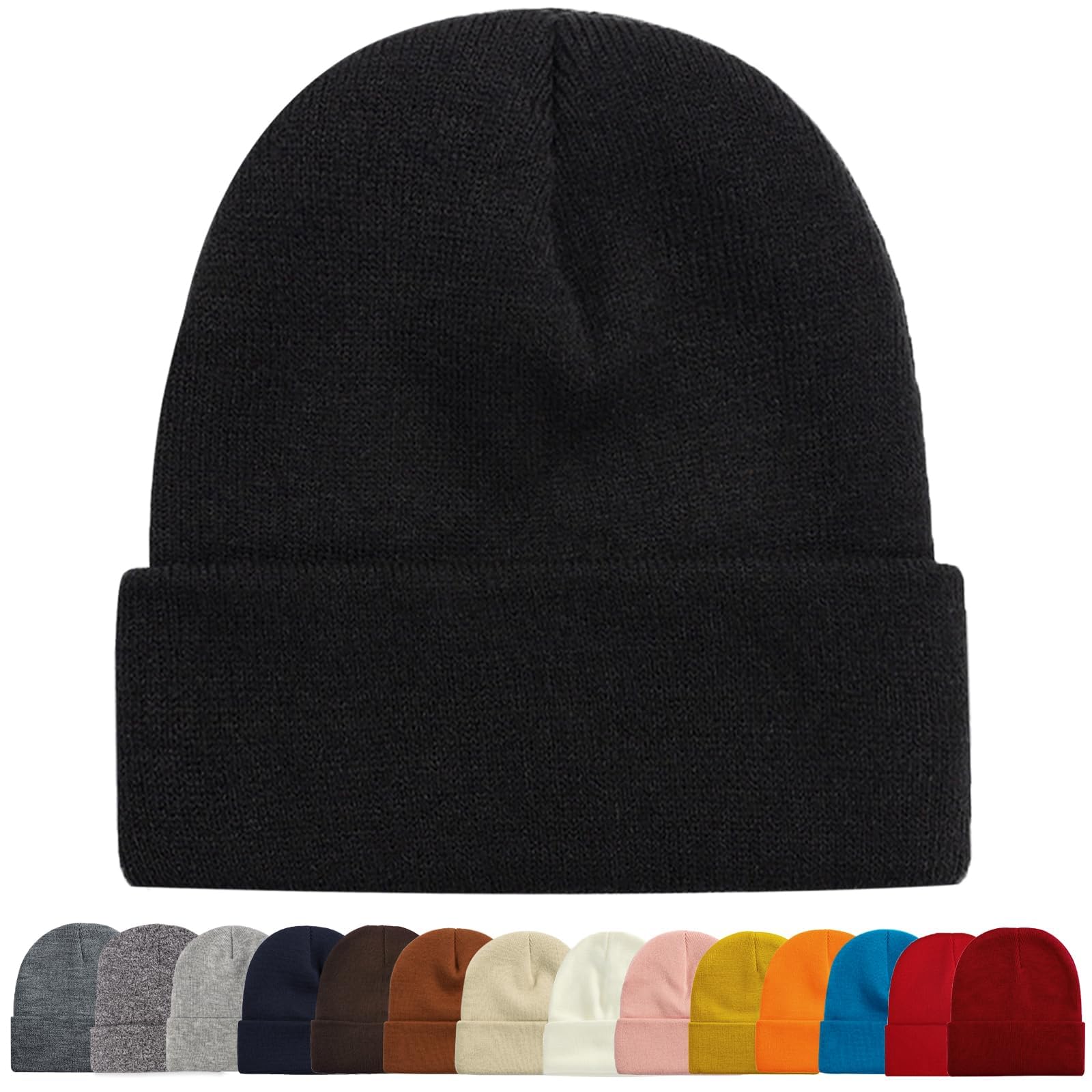Beanie for Men Women Warm Winter hat Acrylic Knit Cuffed Skull Cap