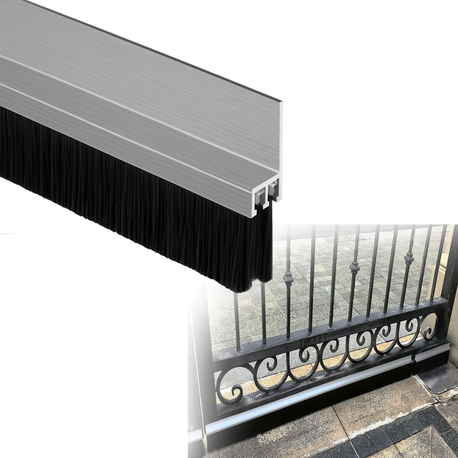 Burlete de barrido de puerta y ventanas, aislamiento térmico con sello de clima, 2 uds
