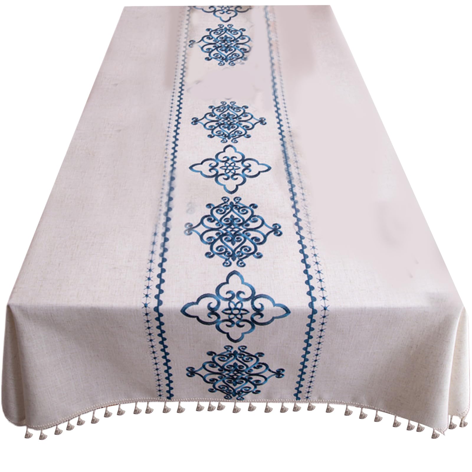 Tsophreniq Print Tablecloth Cotton Linen with Tassels Rectangular for Dining Table Wedding Background Decoration Coffee Casual Elegant Tablecloth