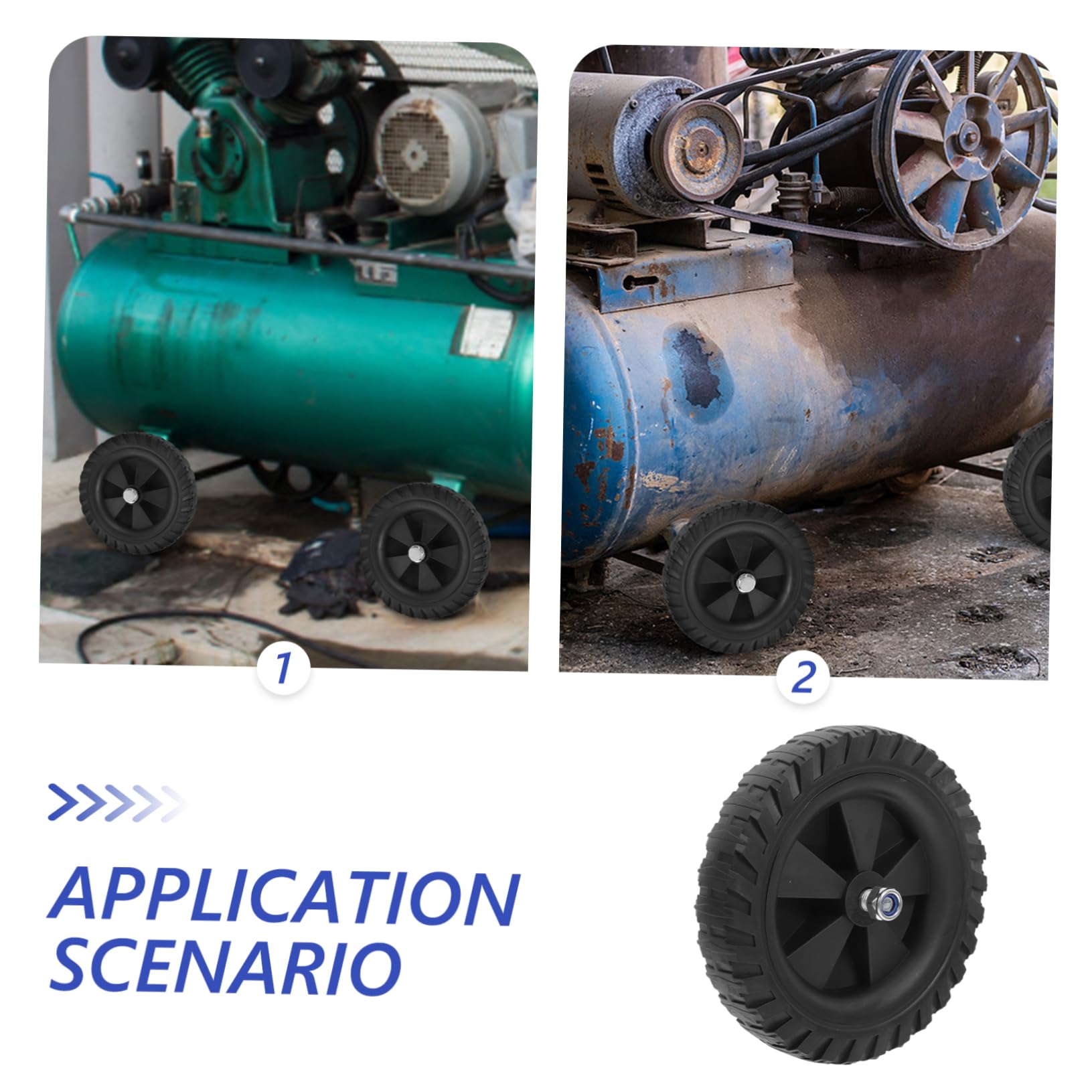 Ruote in Gomma Nere per Compressore D'aria, 2 Pezzi