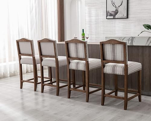 Miniatura 6 de CIMOTA Juego de 2 Taburetes de Bar de Altura de Mostrador Estilo Granja, Sillas de Bar de Mediados de Siglo, Taburetes de Mostrador, Taburetes de