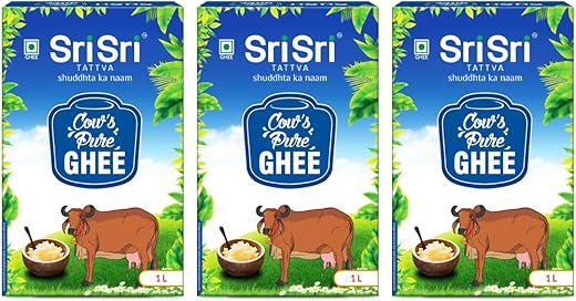 Sri Sri Tattva Cow’s Pure Ghee 1 Litre | Pure and Natural | Rich Texture and Aroma | Lab Tested | Rich in Good Fats and An