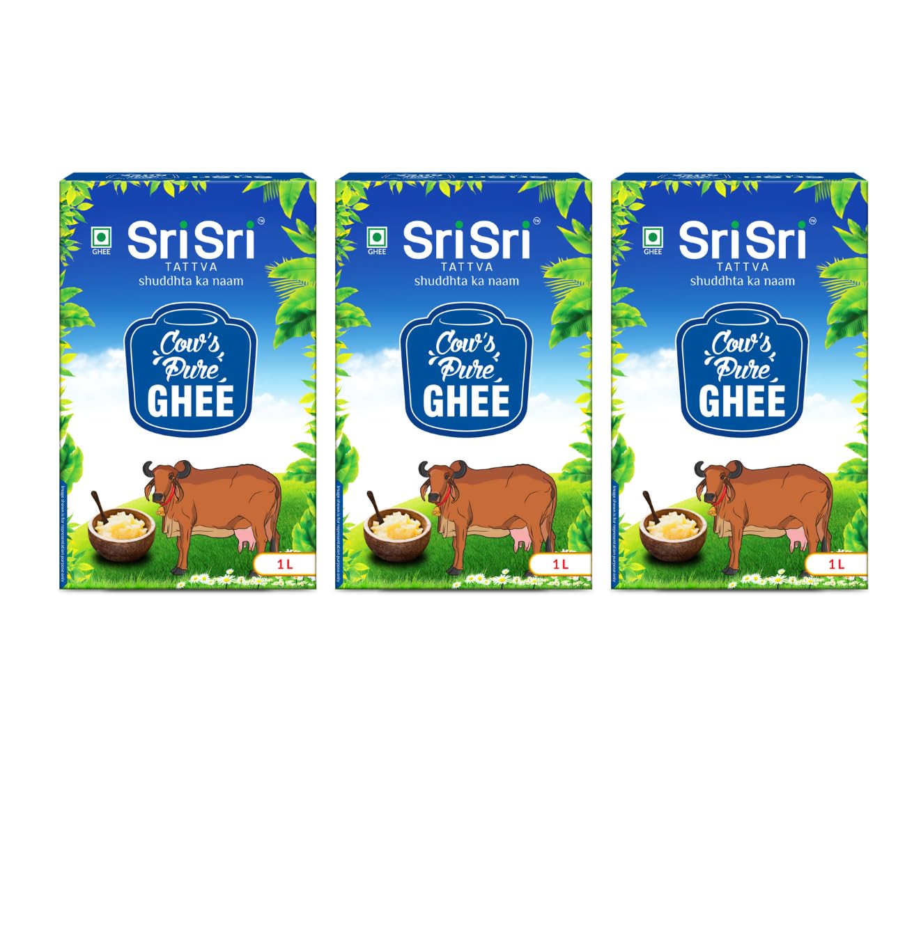 Sri Sri Tattva Cow Ghee - 1 Litre Each (Pack of 3) - Cows Pure Ghee for Better Digestion and Immunity | (3 Litre) (B0D9LK16Z8) Amazon Price History, Amazon Price Tracker