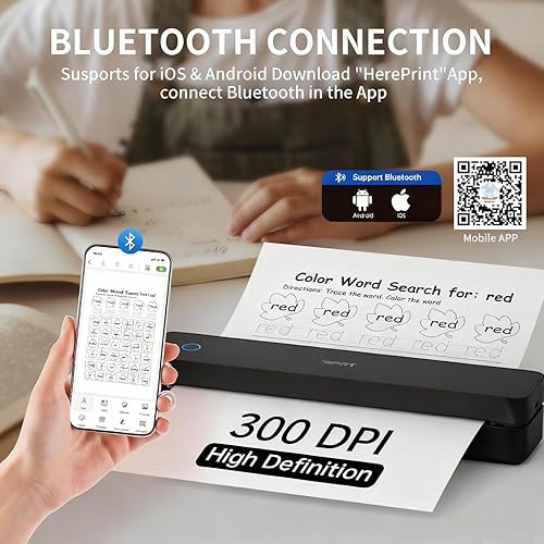 Miniatura 3 de iDPRT Impresora térmica portátil, 300DPI Inkless-Bluetooth impresoras móviles pequeñas inalámbricas para viajes, oficina, vehículos, uso doméstico,