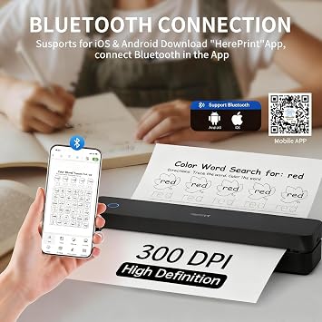 iDPRT Portable Thermal Printer, 300DPI Inkless-Bluetooth Mobile Printers