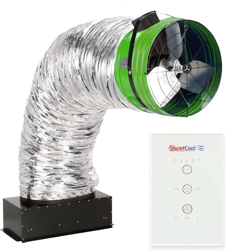 Quietcool QC ES-7000 RF Energy Saver Advanced Whole House Fan with Wireless Control - Up to 6878 CFM - As low as 164 watts - Two Speed - Covers up to 3,439 SQFT - 10 Year Warranty