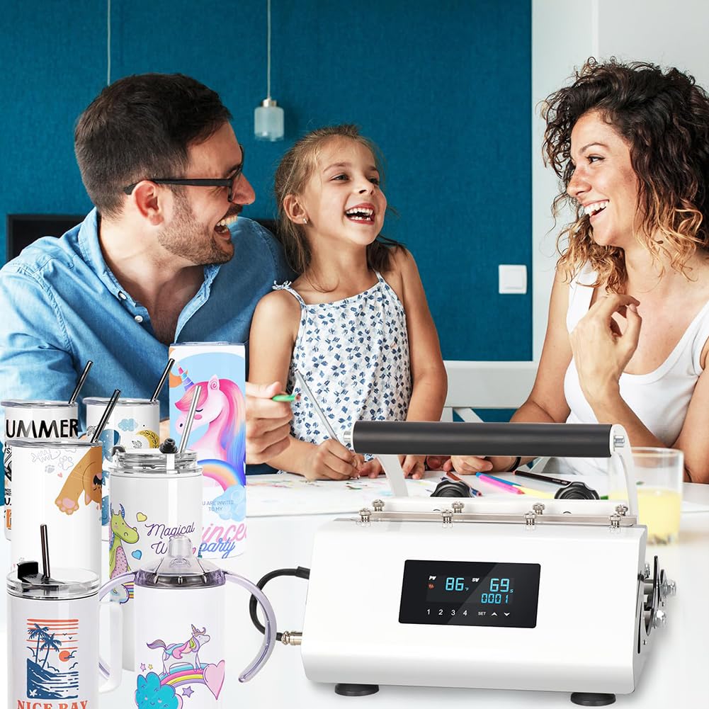 Macchina da stampa per tazze a sublimazione con timer digitale, funzione timer automatico, pannello di controllo aggiornato, 4 modalità preimpostate, compatibile con bicchieri da 325-850 ml, include