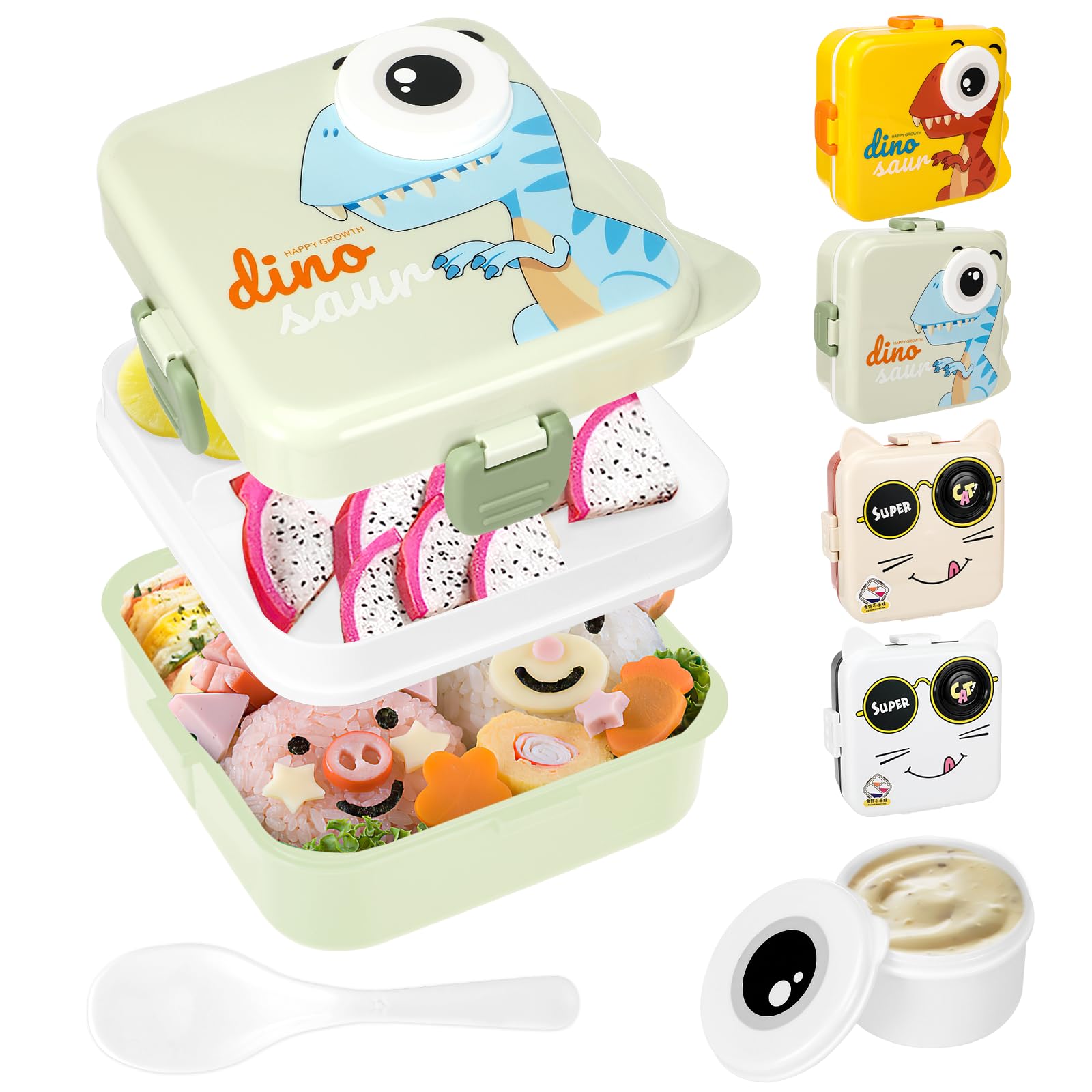 Tapvai Portapranzo Bambini Con Scomparti - Bento Box Antigoccia Con Cucchiaio E Portasalse - Foto 6