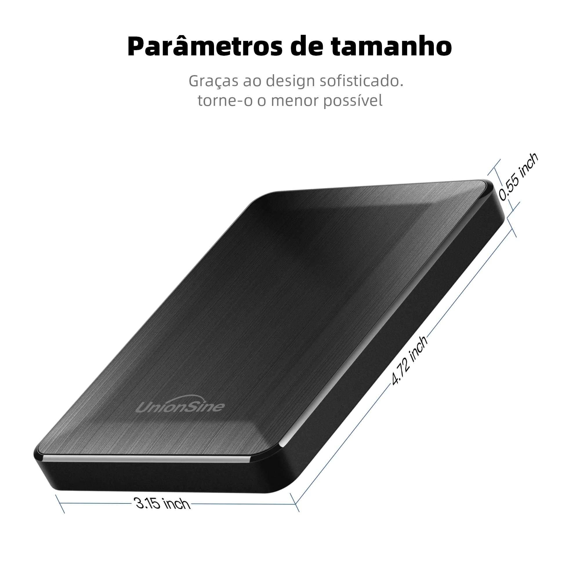 UnionSine Zewnętrzny dysk twardy 1 TB, 2,5 cala, USB 3.0, kopie zapasowe, dysk twardy do PC, Mac, TV, PS4, czarny HD3513