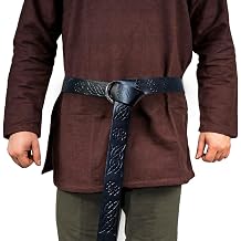 Medieval Nordic Embossed O Ring Belt - Renaissance Knight Belt, Viking Fenrir Renaissance Vintage Faux Leather Buckle Belt