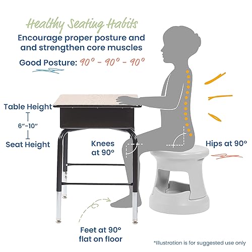 Miniatura 74 de ECR4Kids Taburete tambaleante de almacenamiento, altura del asiento de 15 pulgadas, asientos activos, azul/gris claro Negro -,Azul,gris, azul,