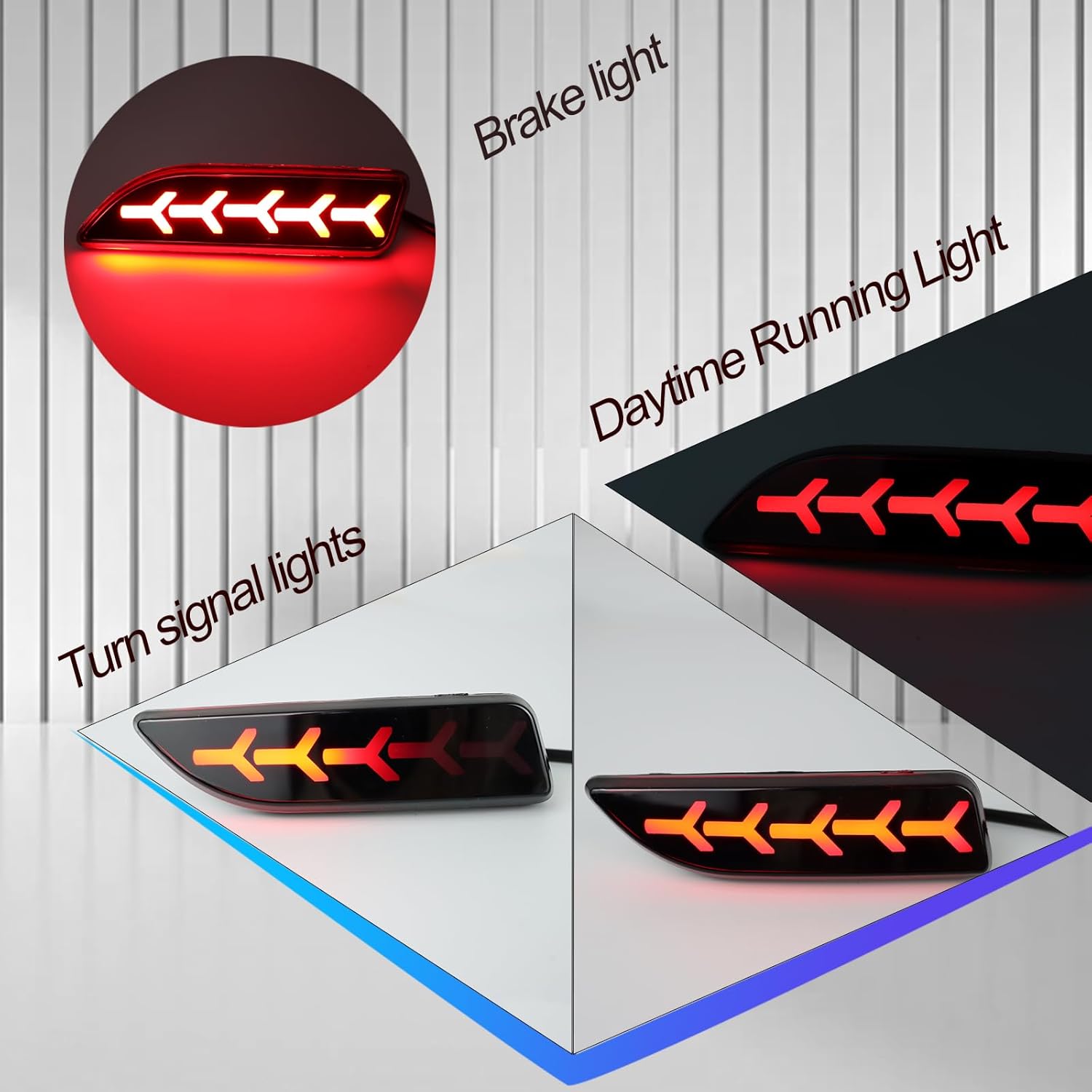 2Pc Full LED Rear Bumper Reflector Lights Kit for Toyota Corolla 2011 2012 2013 Tail Lamp Brake Fog Lamps Daytime Running Light Turn Signal Lamp Accessories (Smoked)