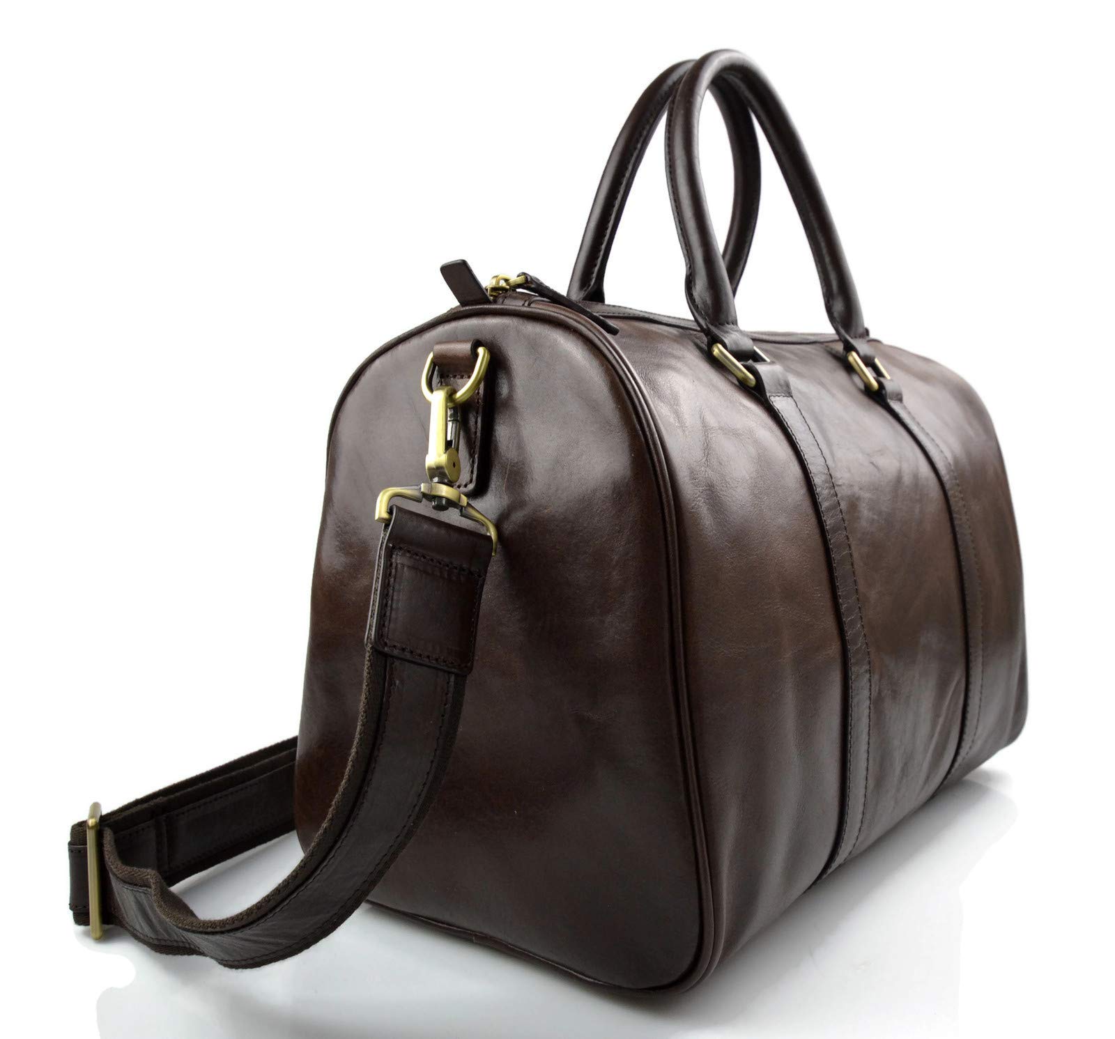 Bolsa de viaje pequeño bolsa cabina cuero bolso hombres mujeres bolso deportivo bolso de mano bolso de espalda en cuero maletín marron oscuro