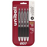 Uni-Ball® 207™ Retractable Fraud Prevention Gel Pens, Bold Point, 1.0 mm, Translucent Black Barrels, Black Ink, Pack Of 4 – view 1