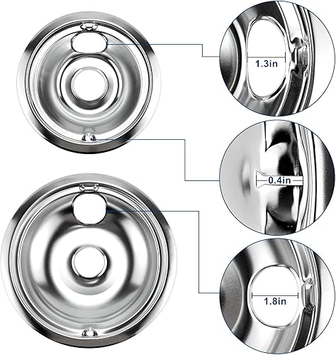 Miniatura 12 de Estufa eléctrica Elemento de quemador MP22YA y bandejas de goteo de porcelana negra 318067041 318067051 Reemplazar 5304430149 5304430150 Compatible
