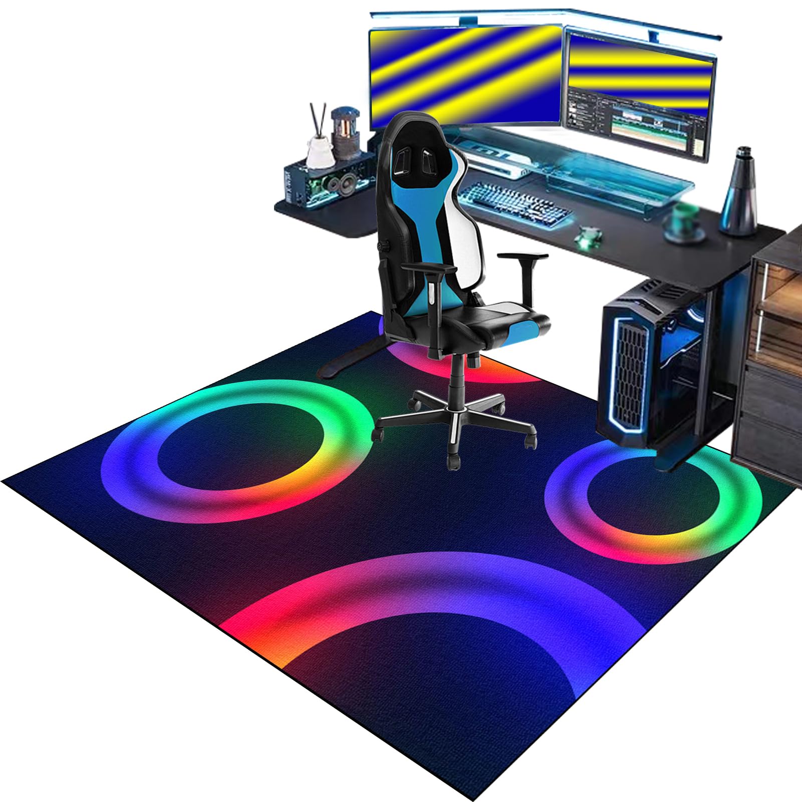 Gaming Chair Mat for Carpet, Rolling Chair Mat, Heavy Duty Office Chair Mats for Carpeted and Hardwood Floor Carpet Protector Chair Mat for Home and Office 160 x 180 cm Floor Mat for Office Chair