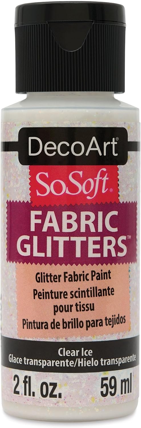 Deco Art SoSoft Fabric Glitters Acrylic Paint 2oz-Clear Ice-White
