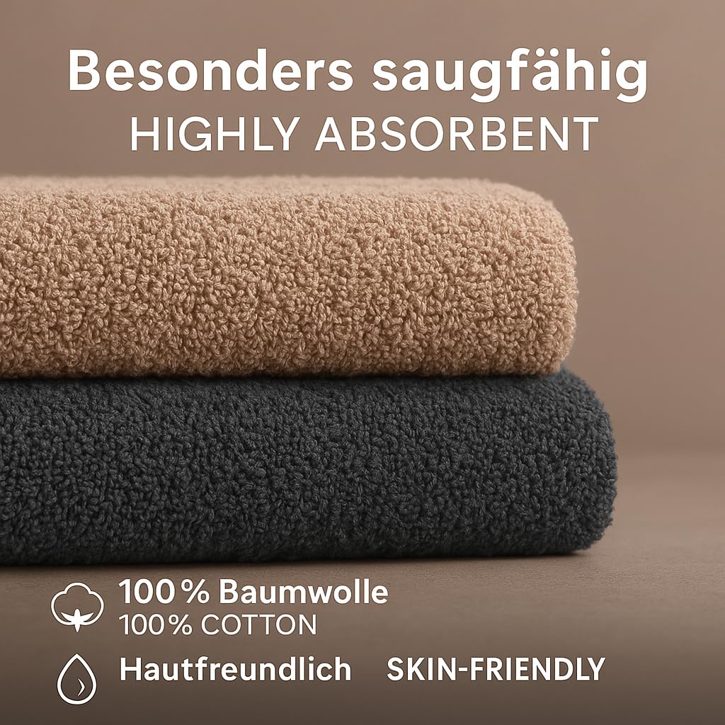 Betz Berlin Handtuch-Set 12-teilig 100% Baumwolle Oeko-TEX® 360g/m² Cappuccino Graphit